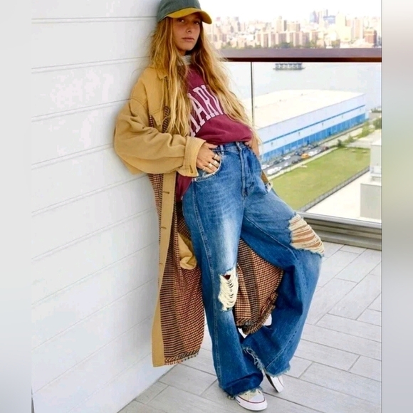 Free People Bentley Ombre Shirt Trench  Jacket Longline Ombre -Medium - Picture 3 of 7